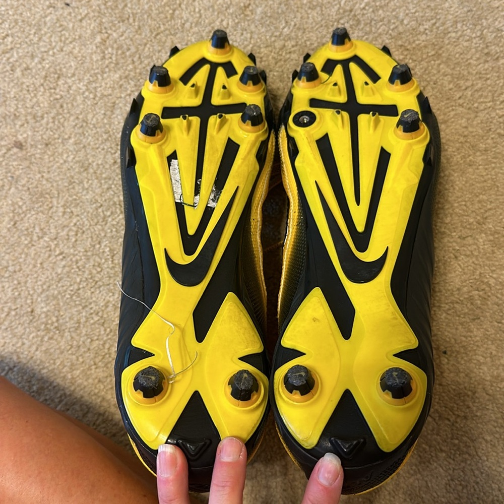 NIKE CLEATS ALPHA SKIN FOOTBALL GOLD/ BLACK SZ 15 WORN 1x Sz 15 - Picture 4 of 10